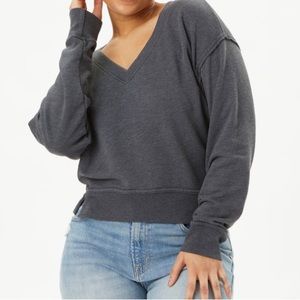 Michael Stars Oxide Camila Crop V-Neck Sweatshirt - Wome